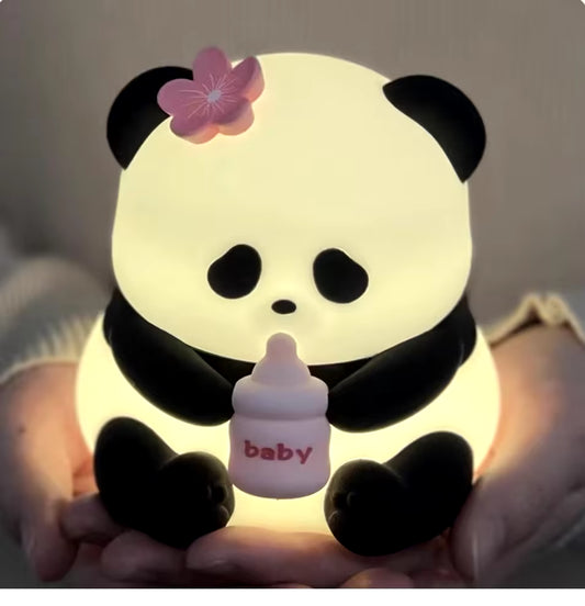 Novel Pat Panda LED Night Light USB Rechargeable Cute Silicone Bedside Lamp Dimming Sleep Table Lamp Birthday Gift Room Decor